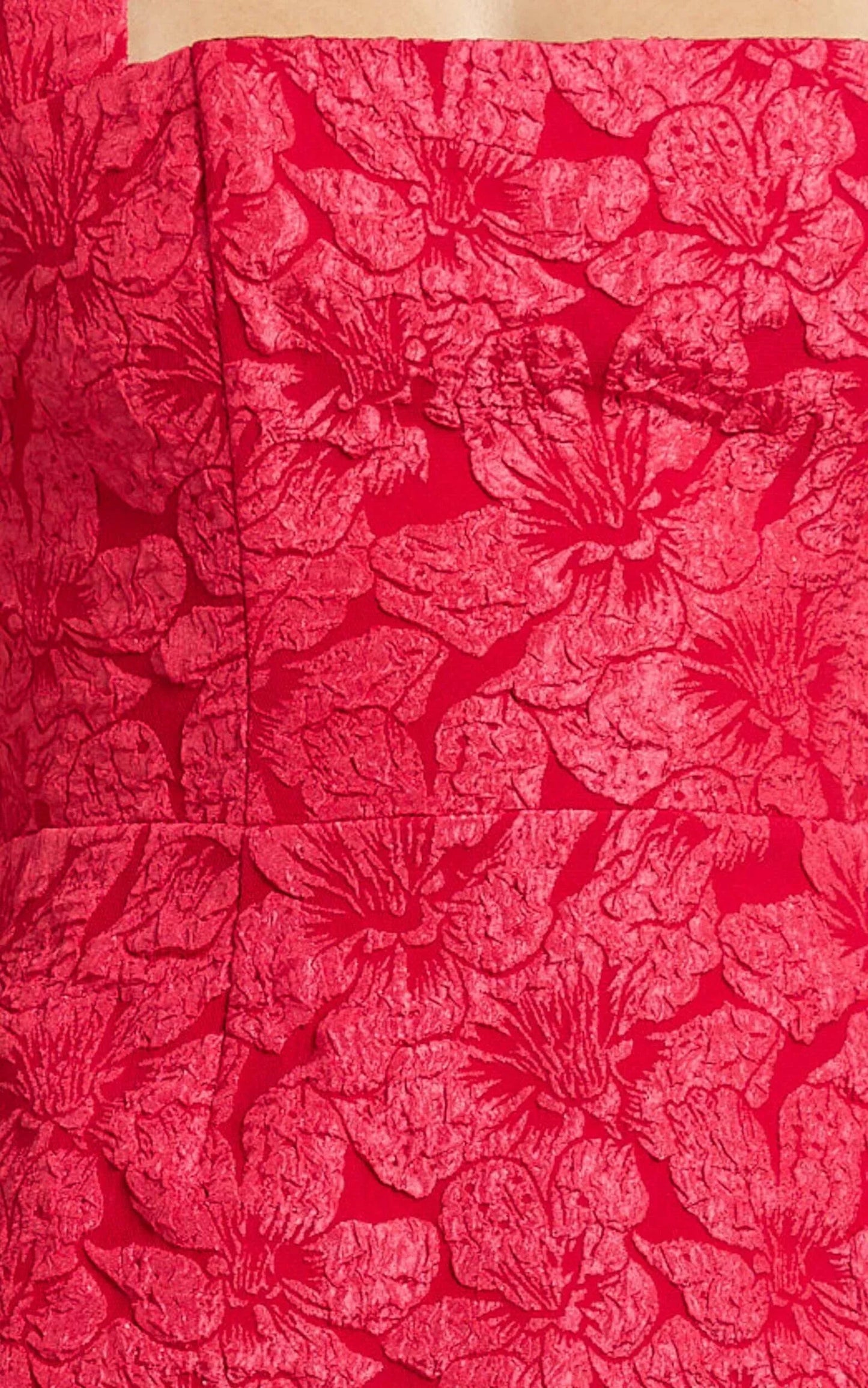 Gabbie Mini Dress - Jacquard Halter Fit And Flare Dress in Red
