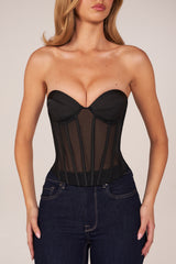 Bandeau Lace-Up Corset Top in Black