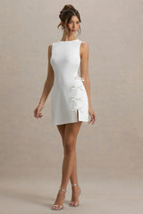 Kalina | White Mini Dress With Bow Detail