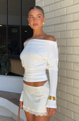 Another Time Cinched Waist Long Sleeve Top White