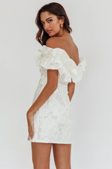 Memoire Off-Shoulder Textured Mini Dress White