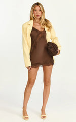 Ava Top - Lace Trim Longline Camisole Top in Chocolate