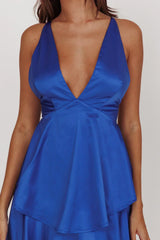 Auguste Tiered Frill Strappy Back Dress Electric Blue
