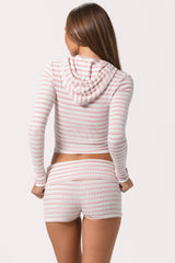 Ribbed Jersey Mini Shorts in Pink Stripe