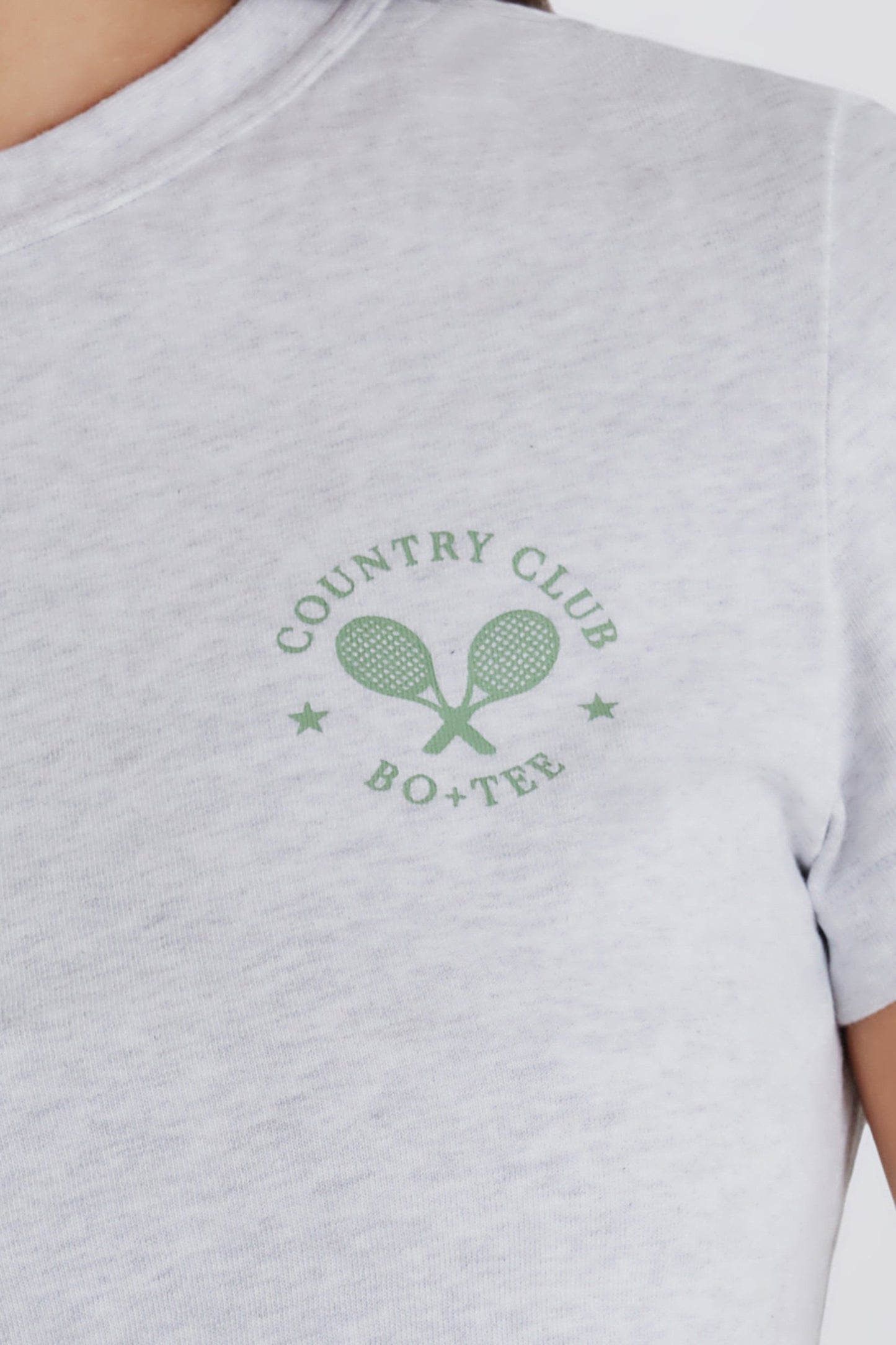 Cropped Graphic T-Shirt in Grey Marl