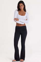 Seamless Soft Rib Cut-Out Crop Top in White