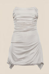 Strapless Grey Ruched Short Homecoming Dress
