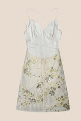 Green Beaded Straps Fitted Short Dress