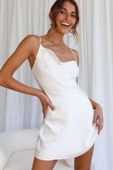 Sorrento Asymmetrical Neckline Mini Slip Dress Champagne