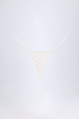 Broderie Anglaise Drawstring Bikini Bottoms in White