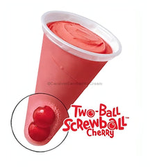 Bulk ice cream cup featuring vibrant cherry ice cream and bubble gum candy, ideal for fun treats.