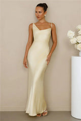 The Madeline Cowl Satin Maxi Dress Yellow