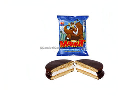 Gamesa Mamut Chocolate Cookie with marshmallow filling and chocolate coating, ideal for bulk Mexican candy lovers.