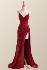 Green Appliques Mermaid Long Formal Dress