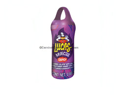 Lucas Muecas Chamoy Mexican candy lollipop packaging featuring sweet and spicy flavors with chili powder.
