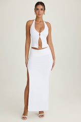 Ruched Maxi Skirt in White