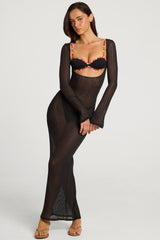 Open-Front Maxi Dress in Black