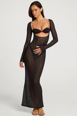 Open-Front Maxi Dress in Black