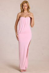 Bandeau Draped Maxi Dress in Blossom Pink