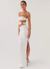 Into Pieces Mesh Maxi Dress - White