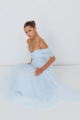 Dreamers & Lovers Off-Shoulder Maxi Dress Powder Blue