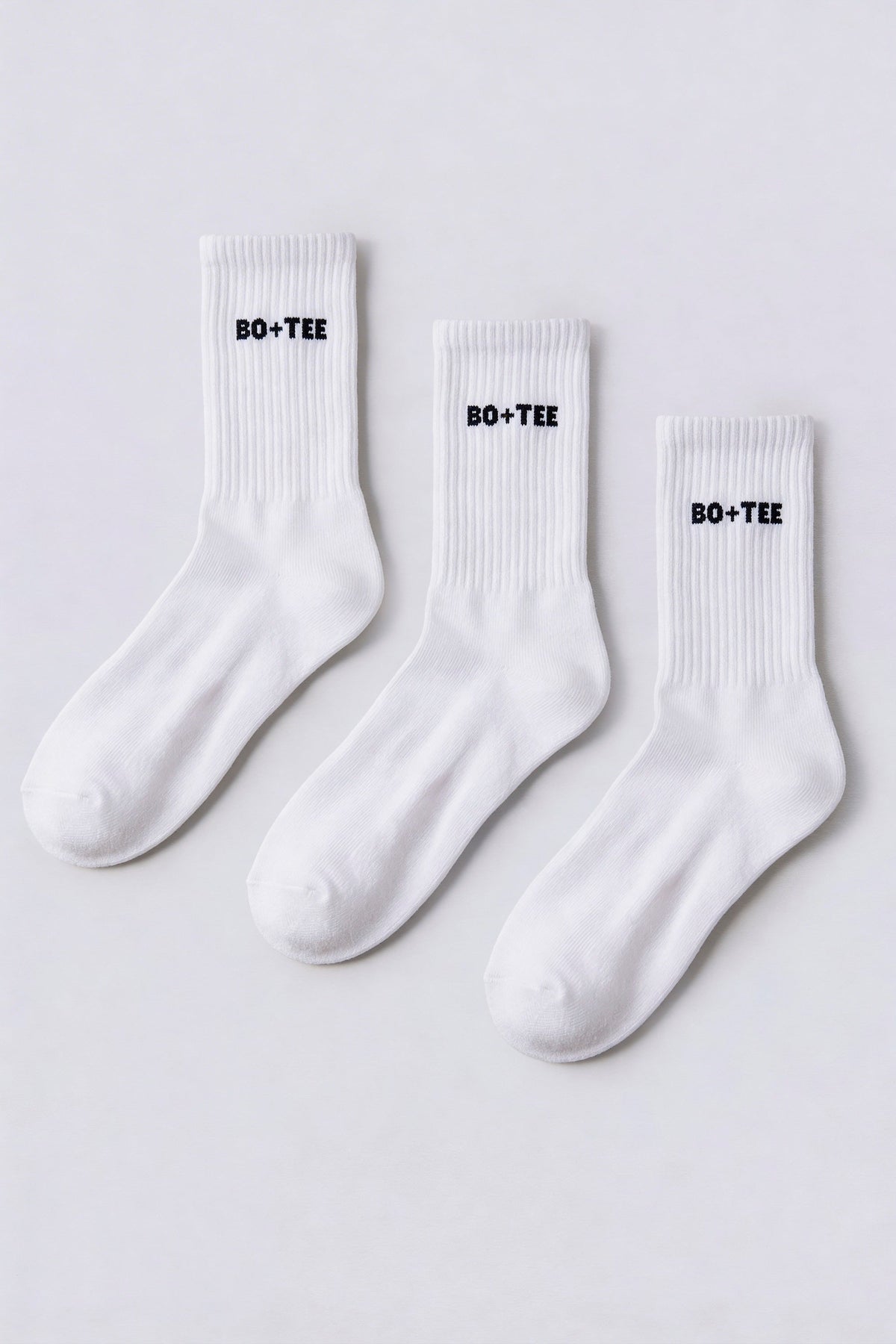 Ribbed Half-Crew 3-Pack Socks in White