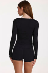 ButterCloud™ Tie-Front Top in Black