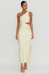 Abloom One Shoulder Satin Maxi Dress Butter