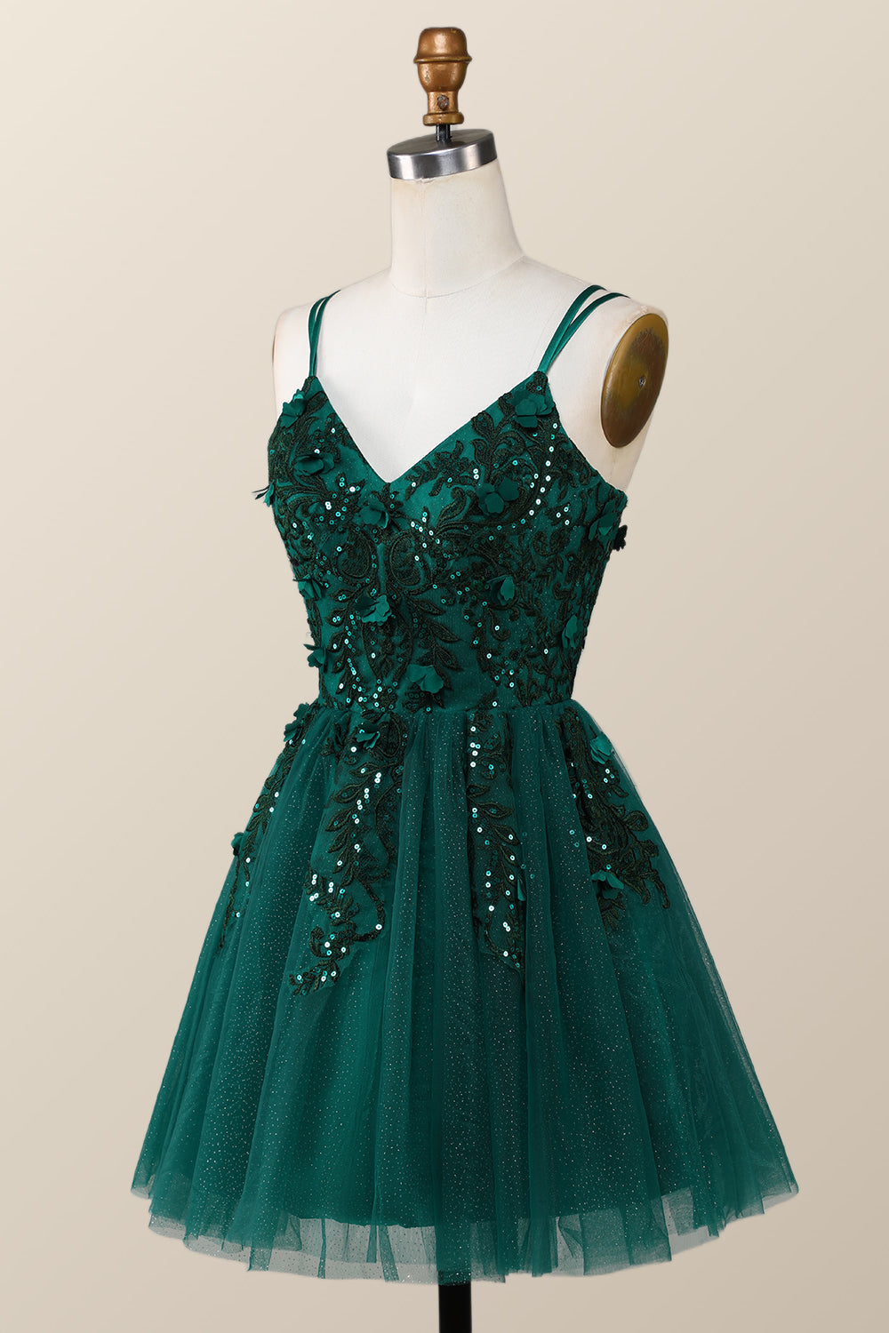 Dark Green Embroidered A-line Short Homecoming Dress