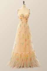 Green A-line Embroidered Long Formal Gown