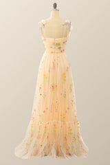 Green A-line Embroidered Long Formal Gown