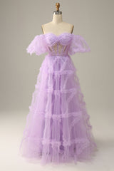 Fairytale Lavendere Off the Shoulder Princess Gown