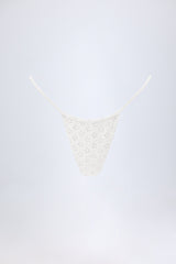 Broderie Anglaise Drawstring Bikini Bottoms in White
