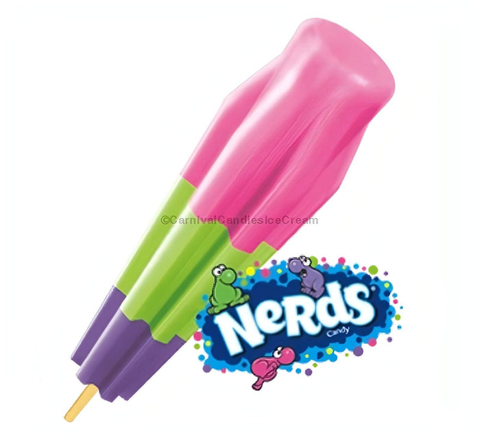 Bomb Pop Nerds Ice Cream popsicle featuring Strawberry, Watermelon, and Grape flavors in bulk ice cream packaging.