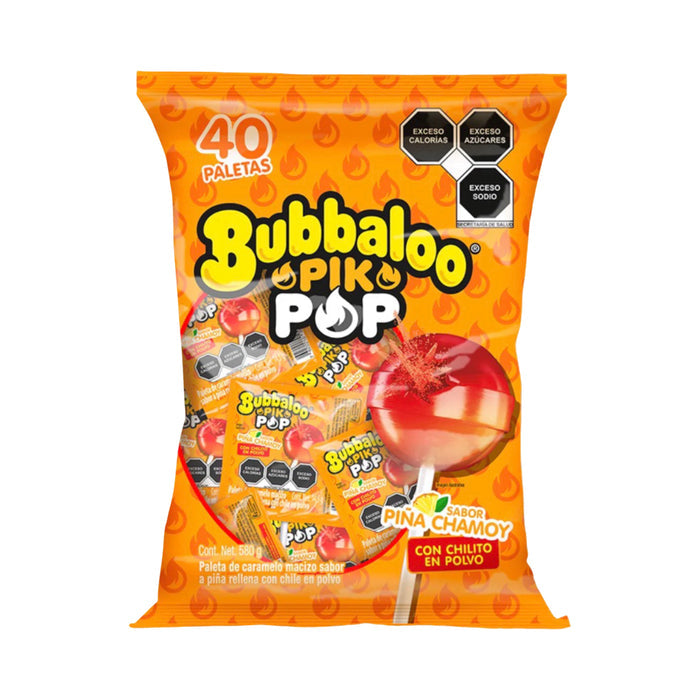 Bubbaloo Pik Pineapple/Chamoy Mexican Candy Lollipop (40 Count)