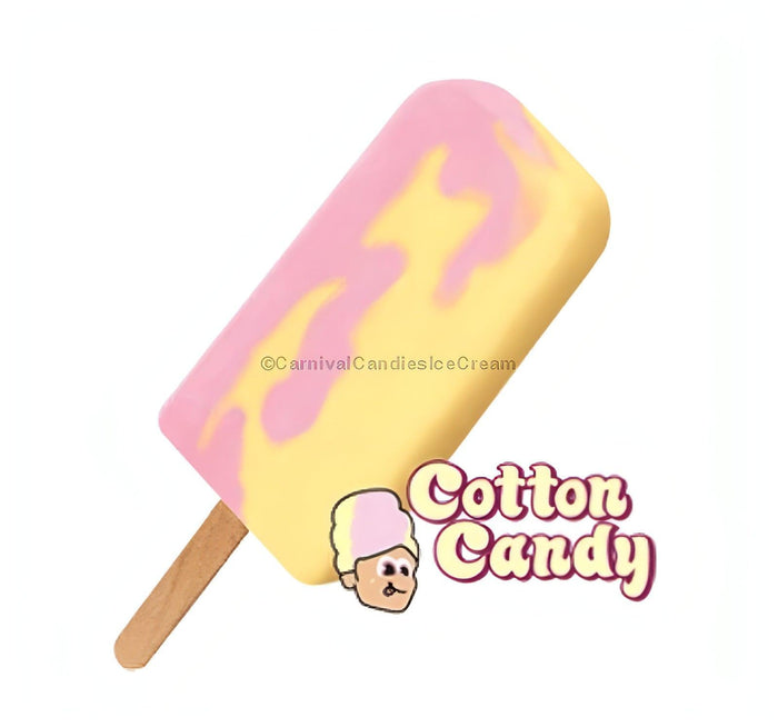 Cotton Candy Ice Cream Bar with pink and yellow swirls, perfect for bulk ice cream lovers, sweet treat for all ages.