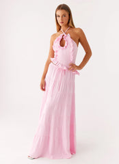 Mariella Linen Maxi Skirt - Pink