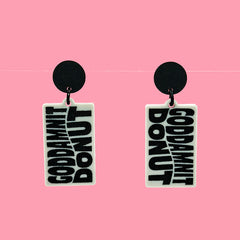 Goddamnit Donut Earrings - Light Grey