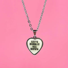 Let's Burn It All Down - Ivory - Acrylic and Metal Necklace