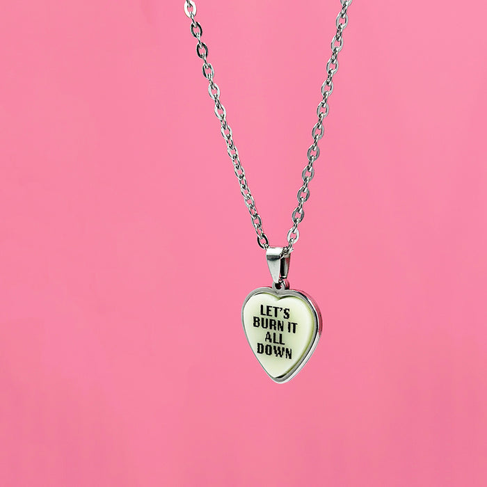 Let's Burn It All Down - Ivory - Acrylic and Metal Necklace