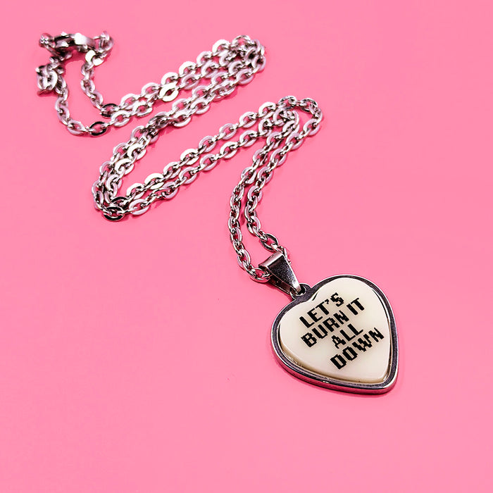 Let's Burn It All Down - Ivory - Acrylic and Metal Necklace