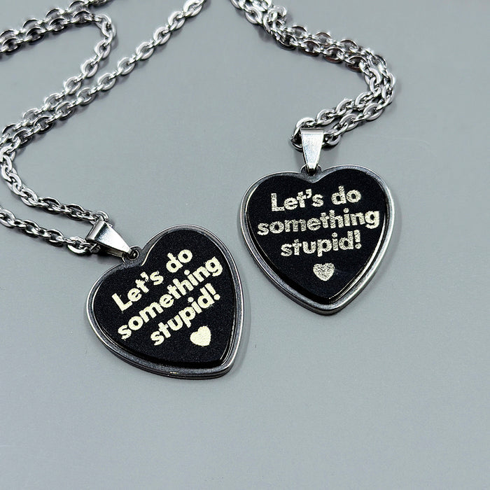 Let's Do Something Stupid - Black - Acrylic and Metal Necklace