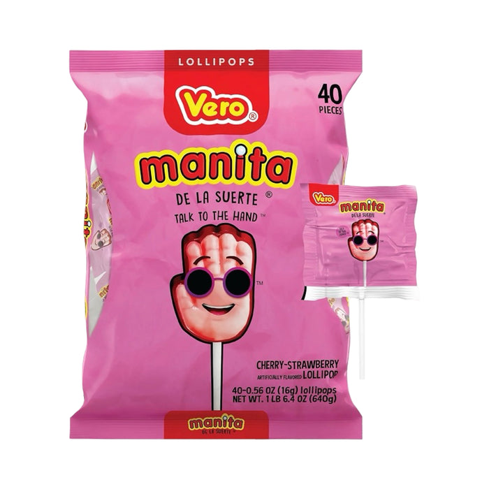 Manita Cherry/Strawberry Mexican Candy Lollipops (40 Count)