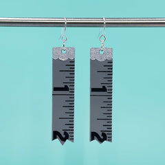 Measuring Tape Earrings - Grey