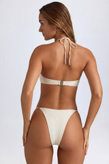 Pearl-Detail Cheeky Bikini Bottoms in Pearl White
