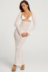 Open-Front Maxi Dress in White