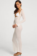 Open-Front Maxi Dress in White