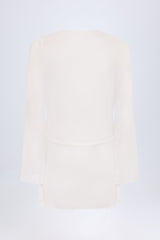 Cowl-Neck Mini Dress in White