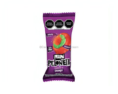 Pelon Peloneta chamoy lollipop, sweet watermelon and chili flavor, bulk Mexican candy, vibrant packaging.