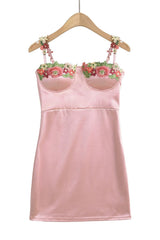 Green Floral Embroidery Short Princess Dress